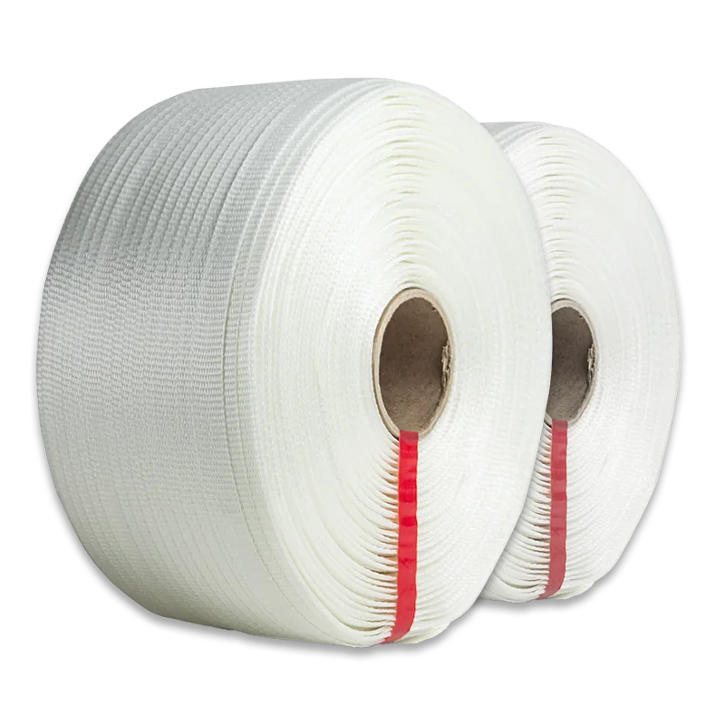 Different types of plastic strapping for securing loads
